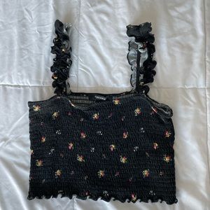 Black floral tank